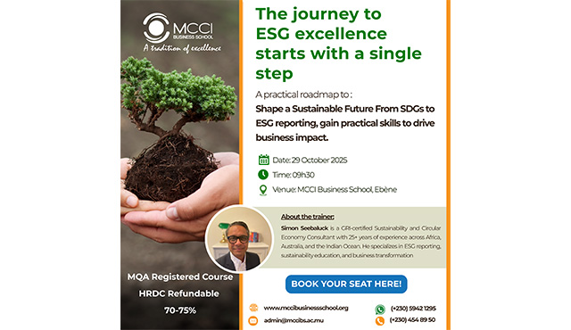 The MCCI Business School Opens Registrations for its ESG & Sustainability Masterclass